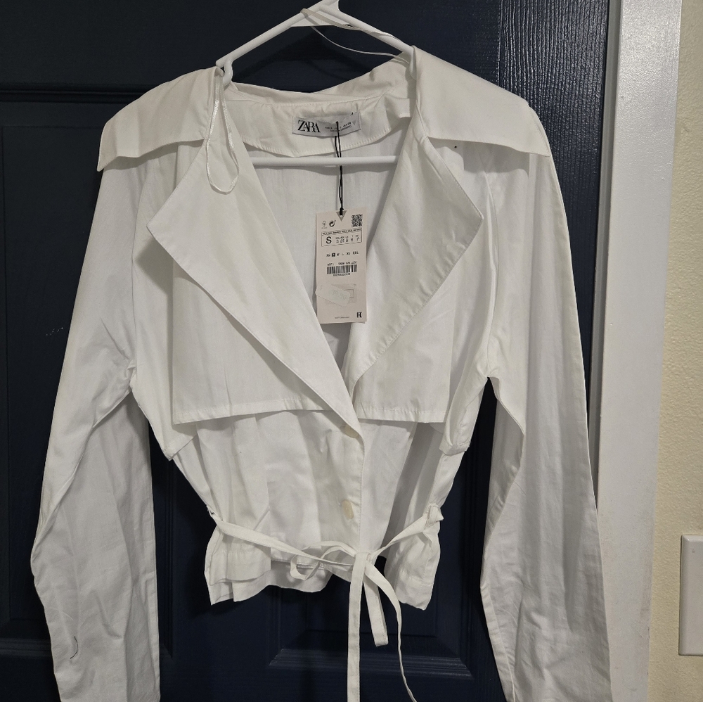 Zara white styled shirt size small new